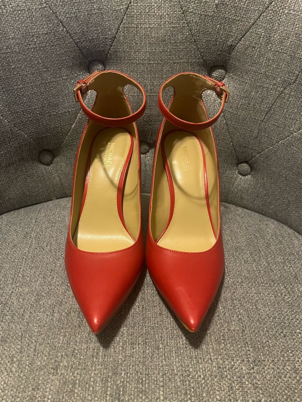 Michael Kors Red Pointed-Toe Ankle-Strap Pumps (Ankle Strap) - Picture 2 of 8